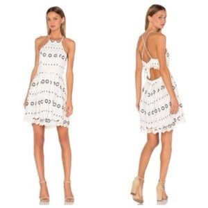 Lovers + Friends Forget Me Not crochet for and flare dress, size XS.